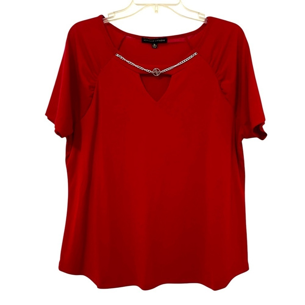 Adrienne Vittadini Deep Red Short Sleeve Women's Top Size XL